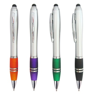 Curvilinear promotional stylus pen with ballpoint